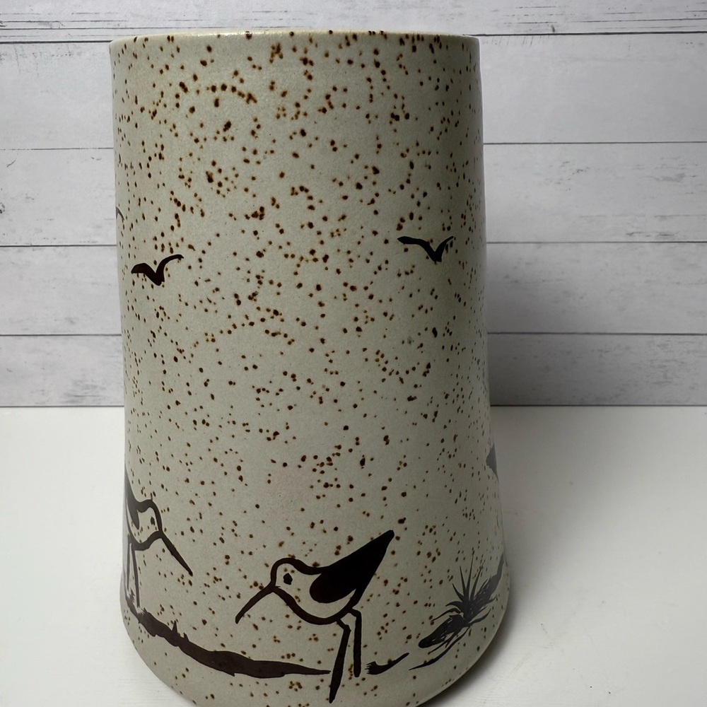 Sanibel Pottery Seagull Vase Sea Gull Birds Speckled Florida Island Vintage 1984 - Picture 3 of 9